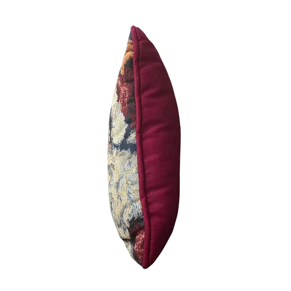 Merry Christmas Santa Claus Tapestry Throw Pillow Burgundy 16x11 Holiday‎ Decor